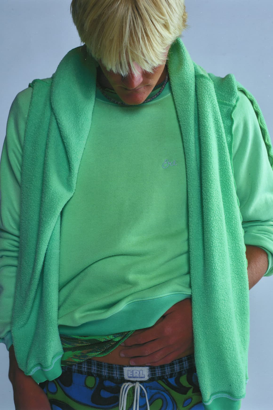 electric green raglan crew