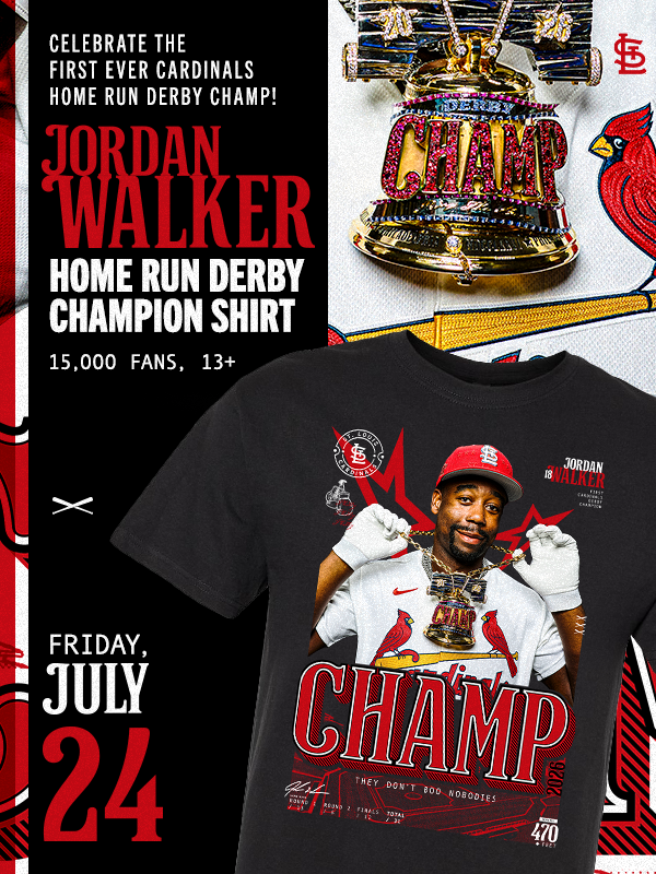 Commemorate Jordan Walker’s Home Run Derby Championship with this limited-edition T-shirt inspired by his unforgettable performance. Learn More