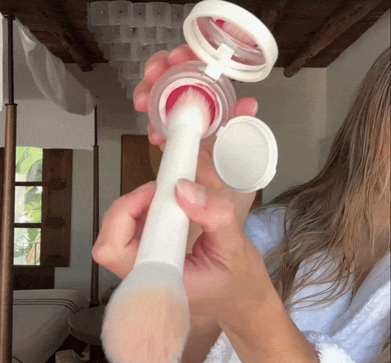 Getting ready in Lychee Water Blush
