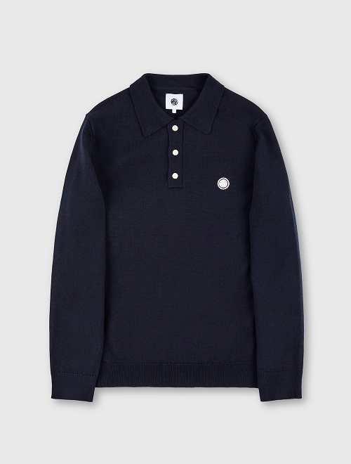Navy merino blend polo