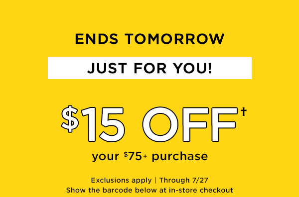 $15 Off your $75 purchase