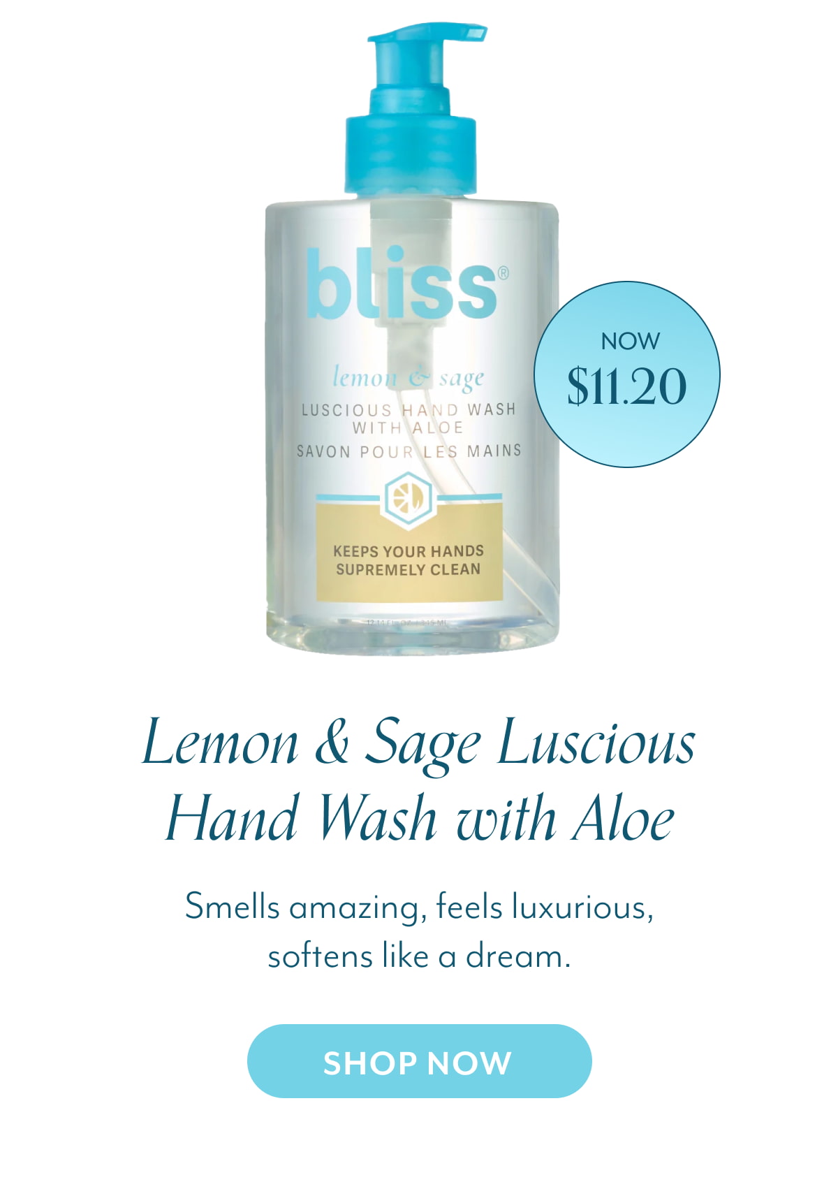 Lemon & Sage Luscious Hand Wash with Aloe Smells amazing, feels luxurious, softens like a dream.