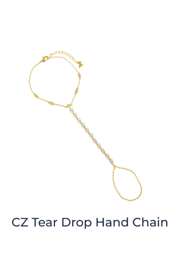 CZ Tear Drop Hand Chain