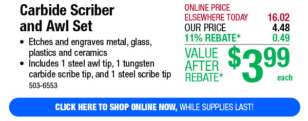 Carbide Scriber and Awl Set - Free Shipping To Store!