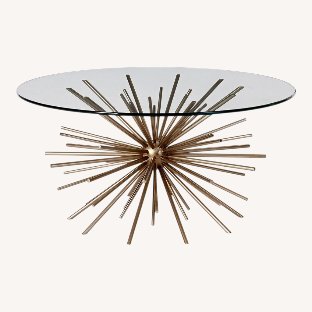 Image of West Elm Starburst Gold Glass Coffee Table
