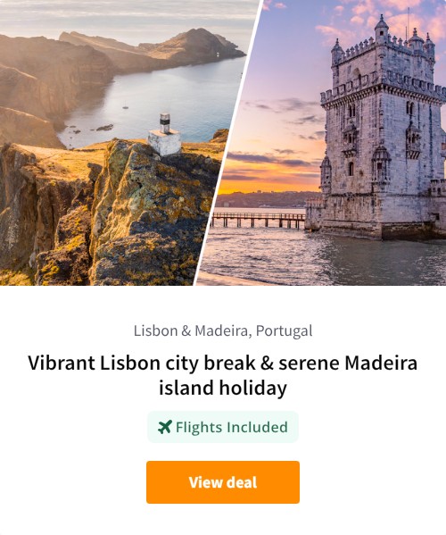 Vibrant Lisbon city break &amp; serene Madeira island holiday