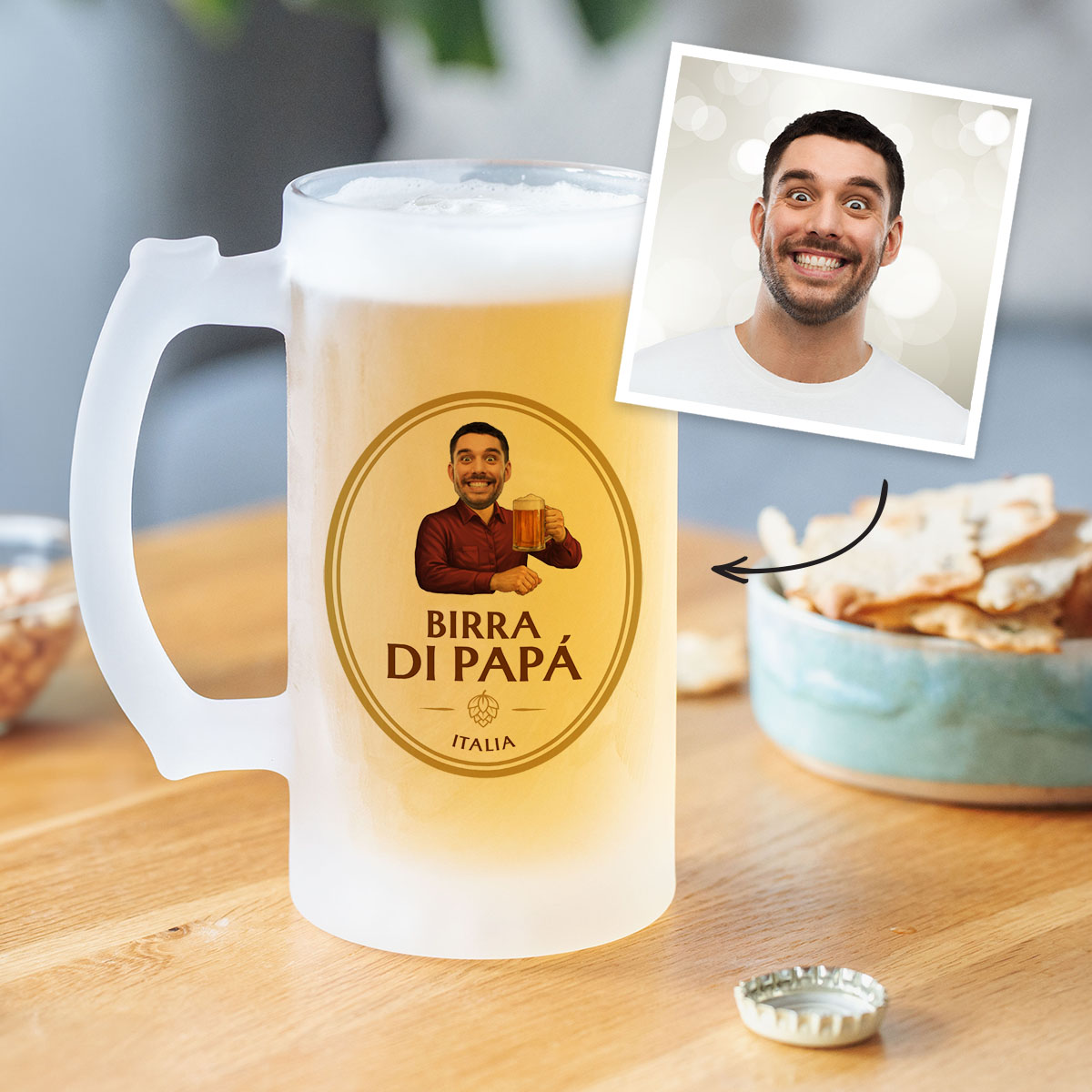 Image of Personalised Beer Stein with Face and Logo