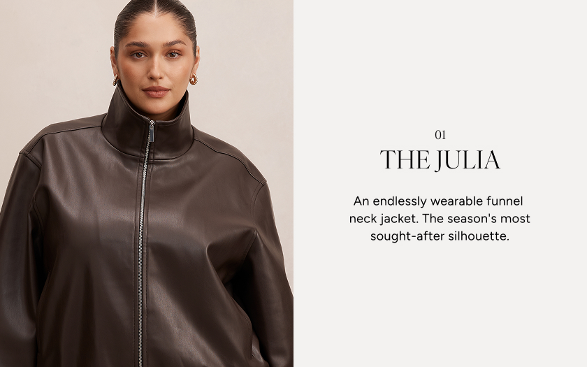 Julia Curve PU Funnel Neck Jacket