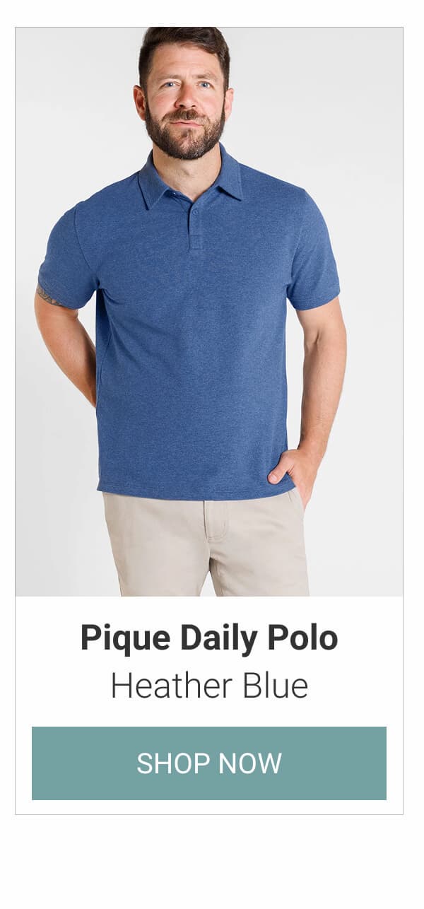 Heather Blue Pique Daily Polo