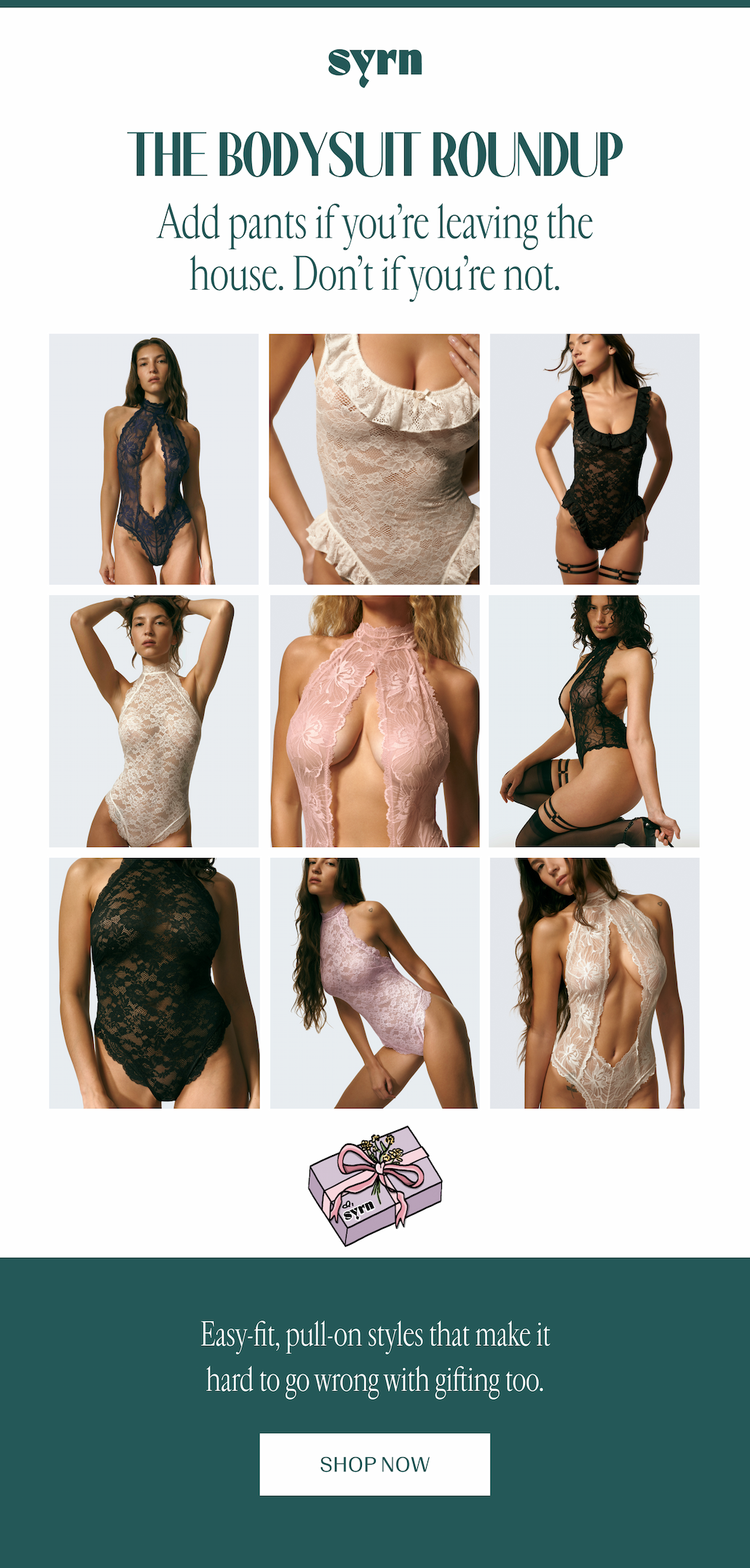 Collage of images of models wearing bodysuits