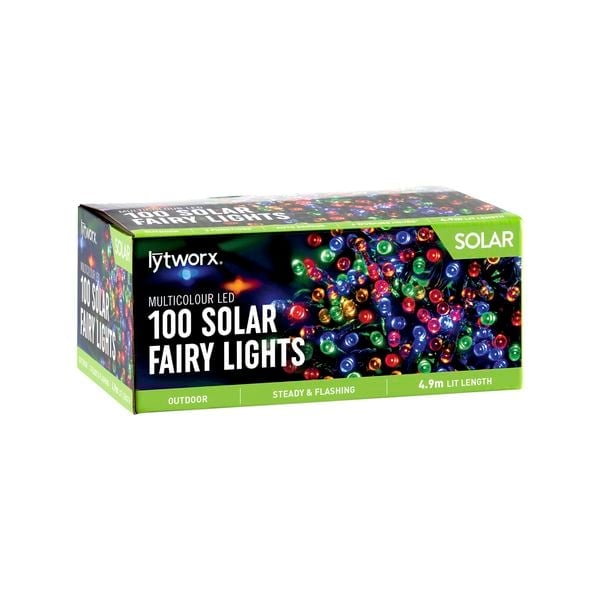 Lytworx 100 Multicolour LED 2 Function Solar Fairy Lights