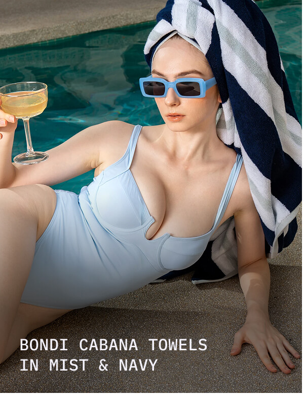 Bondi Cabana Towels in Mist and Navy