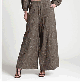 Embroidered Wide Leg Palazzo Pants