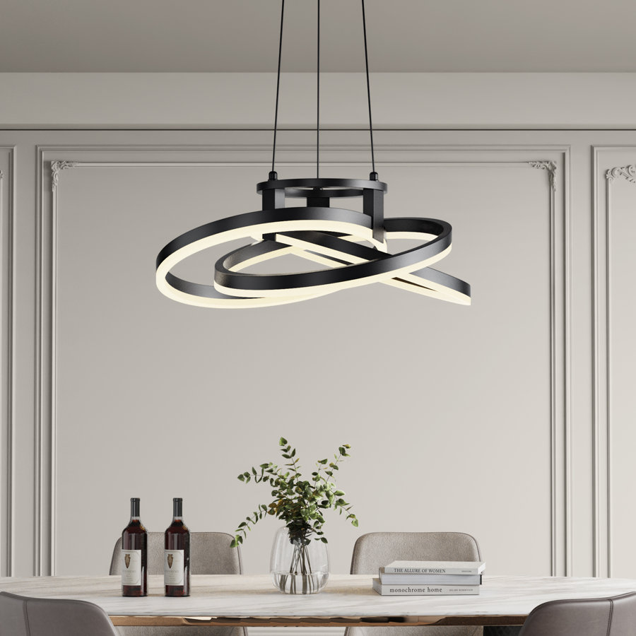 Alliber 1 - Light Statement Square/Rectangle LED Chandelier with Wrought Iron Accents