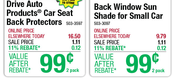 Back Window Sun Shade for Small Car - ONLY 99¢ After Rebate*!