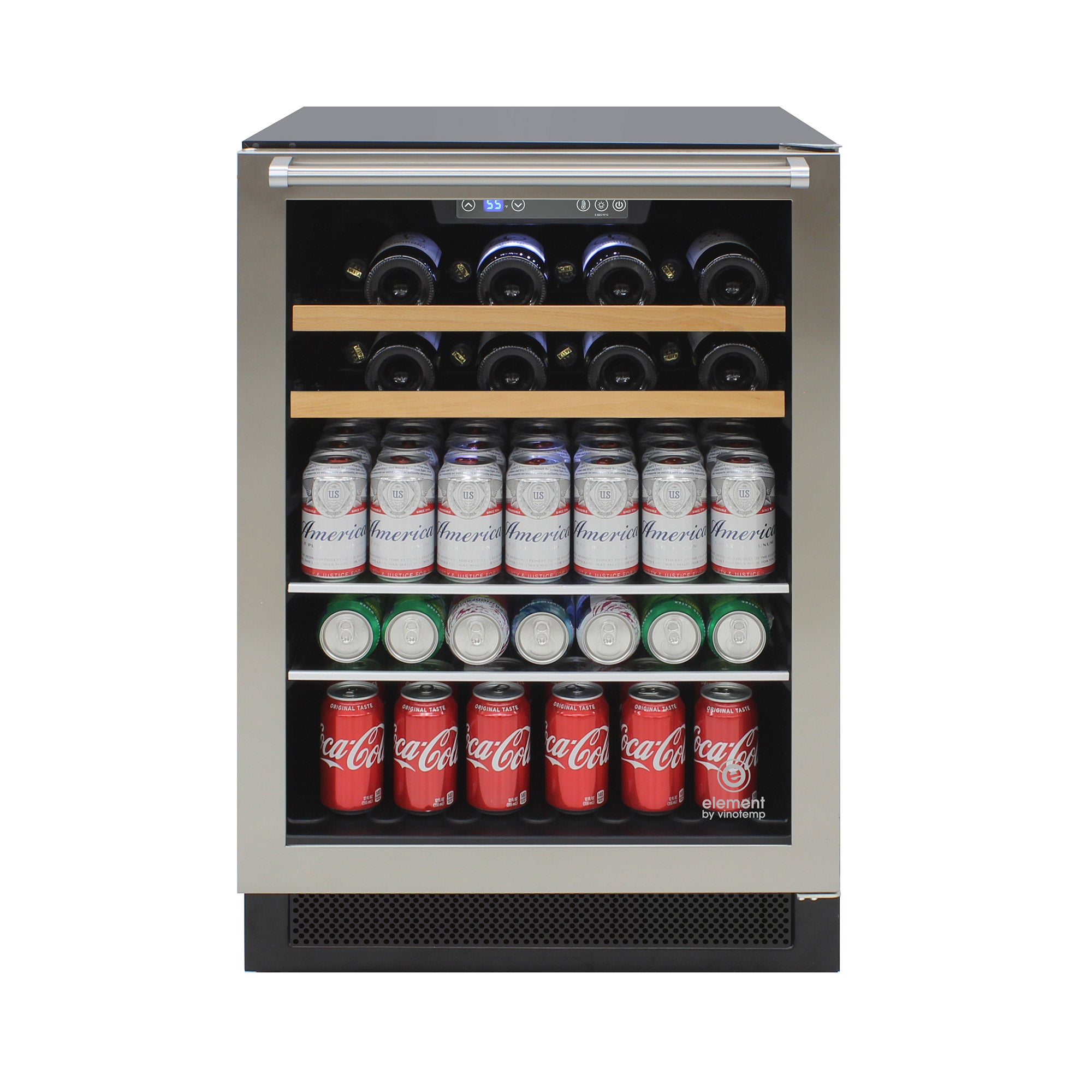 Vinotemp Single-Zone 24-inch Wine and Beverage Cooler, 16 Bottle and 106 Can Capacity