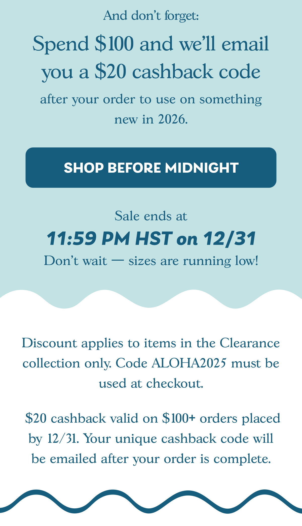 Spend $100 and get $20 cashback 