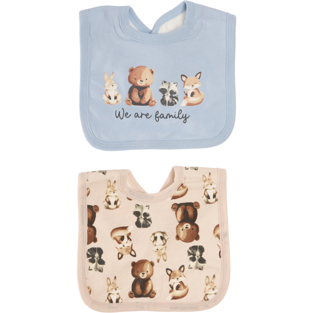 Babies' 2 Pack Printed Square Bibs