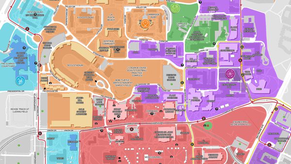 Color-coded map of the University of Maryland for Maryland Day