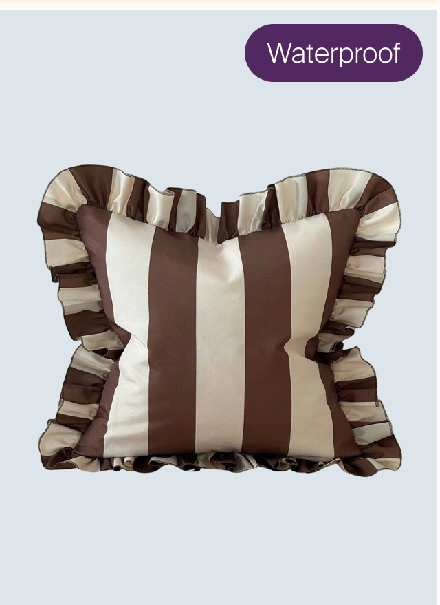 Outdoor Ruffle Striped Cushion