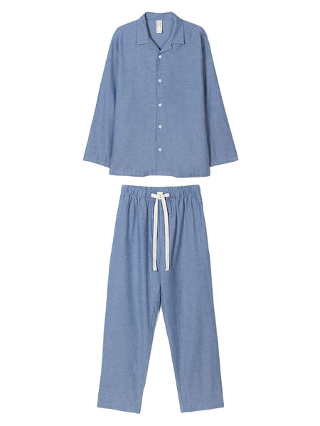 402 Long Pyjama Set Chambray Blue