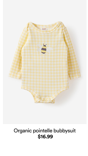Organic pointelle bubbysuit   $16.99