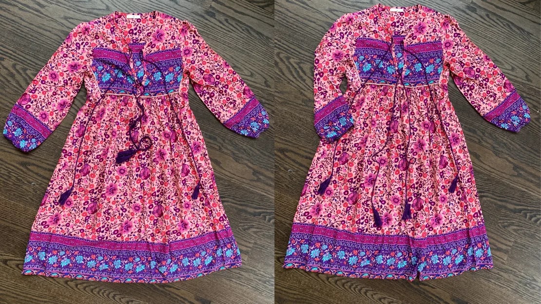 R.Vivimos Long-Sleeve Floral Print Retro Bohemian Midi Dress