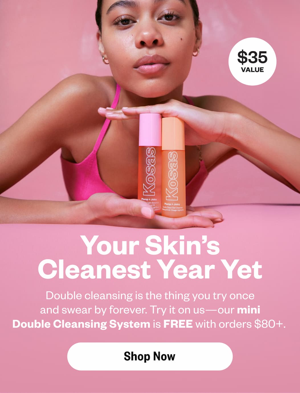 Double cleansing is the thing you try once and swear by forever. Try it on us—our mini Double Cleansing System is FREE with orders $80+.&nbsp;