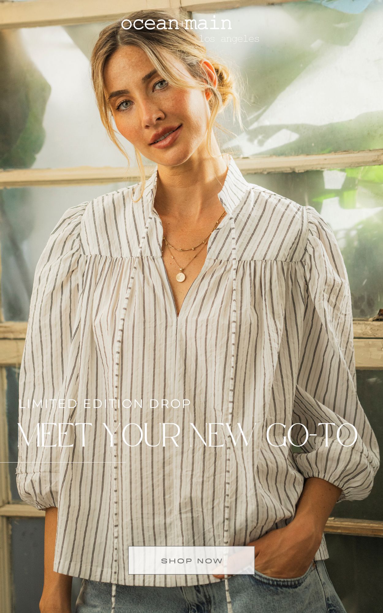 Tie Neck Stripe Top