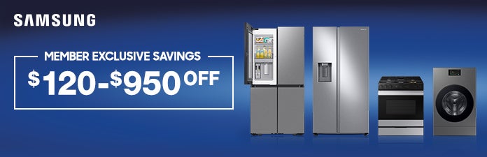 Member exlusive savings on samsung appliances