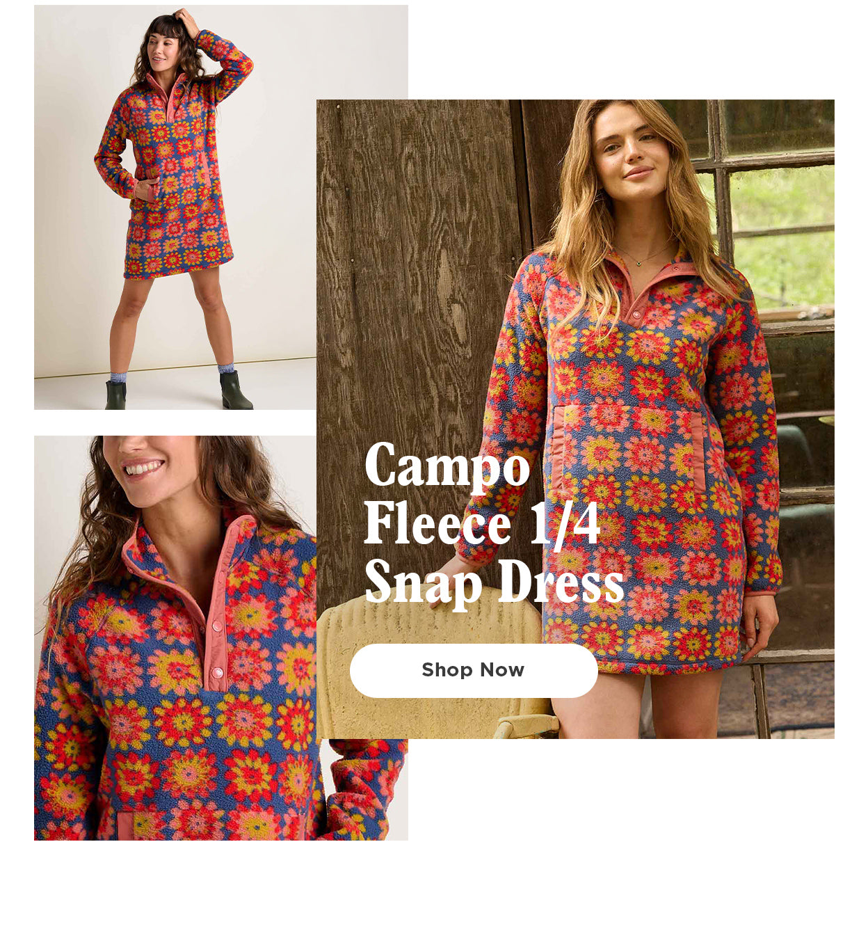 Campo Fleece 1/4 Snap Dress