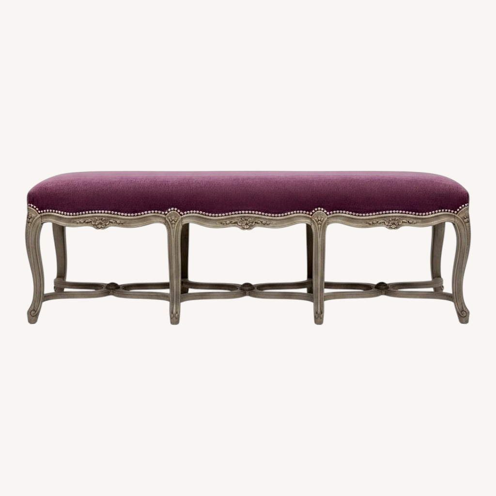 Image of Vintage Pink Velvet Bench