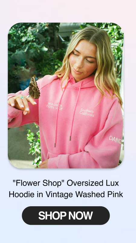 "Flower Shop" Oversized Lux Hoodie in Vintage Washed Pink