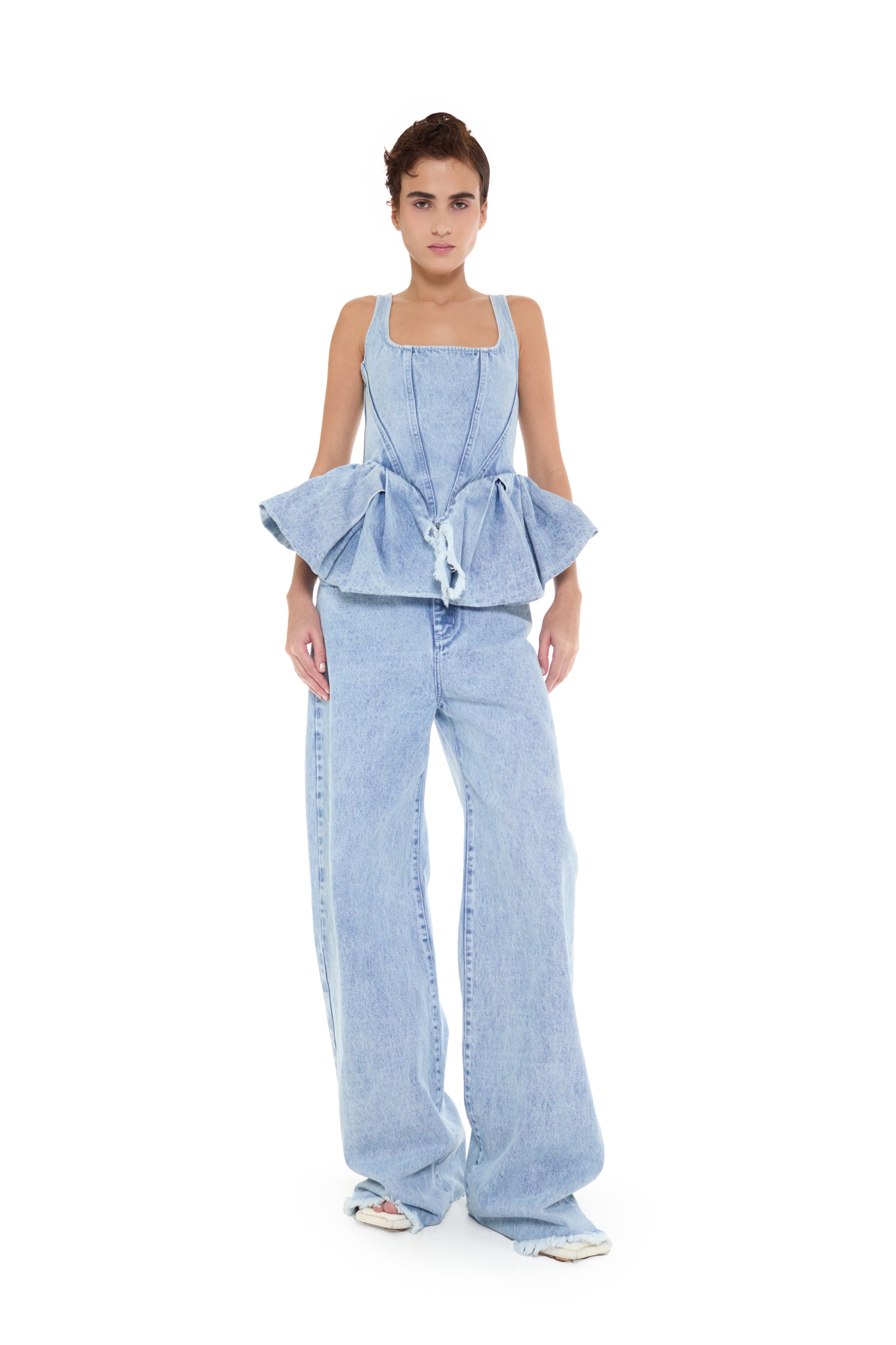 LIGHT BLUE DENIM BOYFRIEND TROUSERS