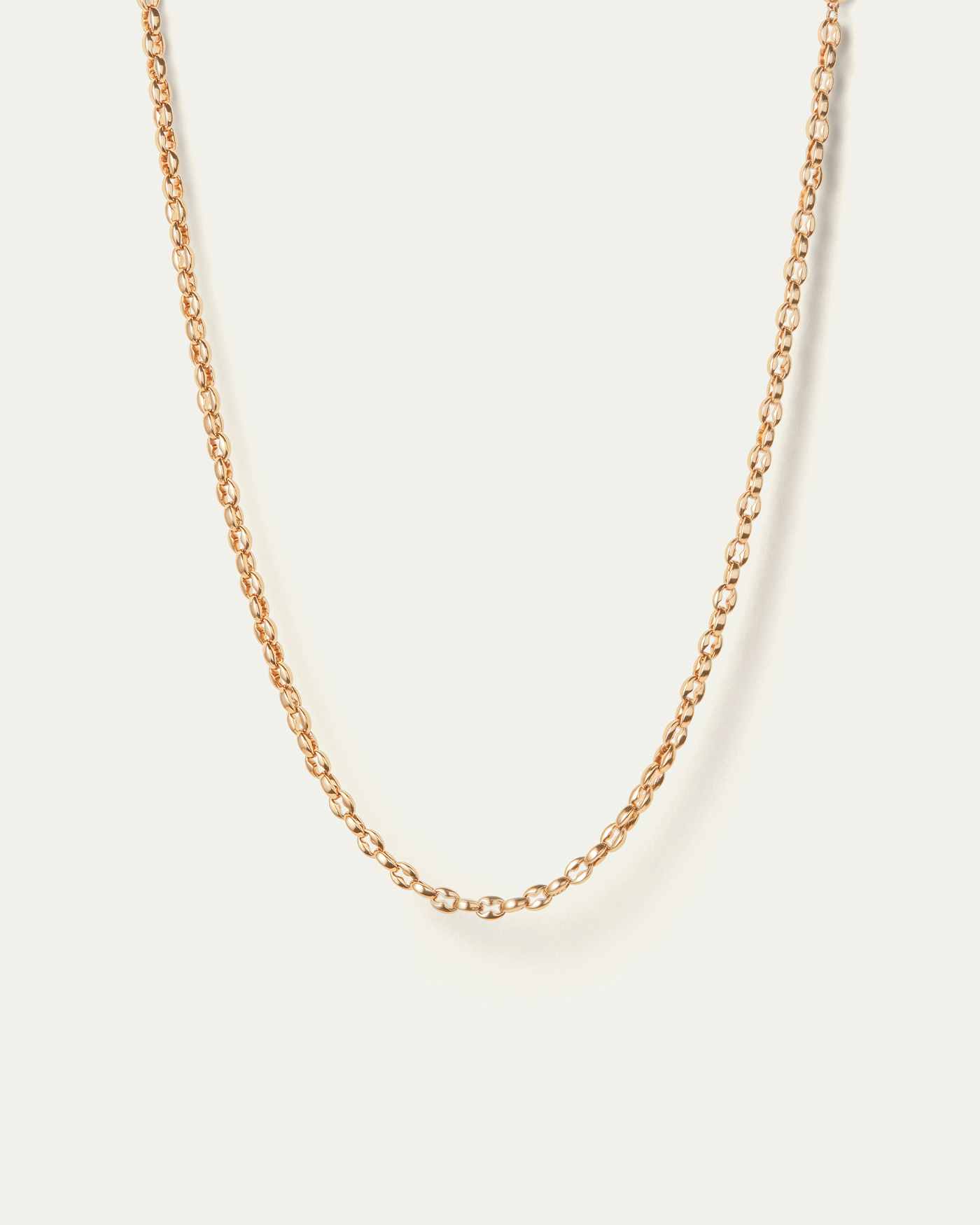 A chunky coffee bean chain necklace you'll be wearing on repeat—thanks to its water-resistant stainless steel base.Using the foldover closure: Look fo...
