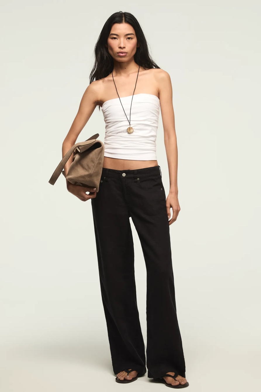 Image of Lucky Brand Baggy Linen Wide Leg Pant - Women's Pants Denim Wide Leg Jeans in Moonstruck