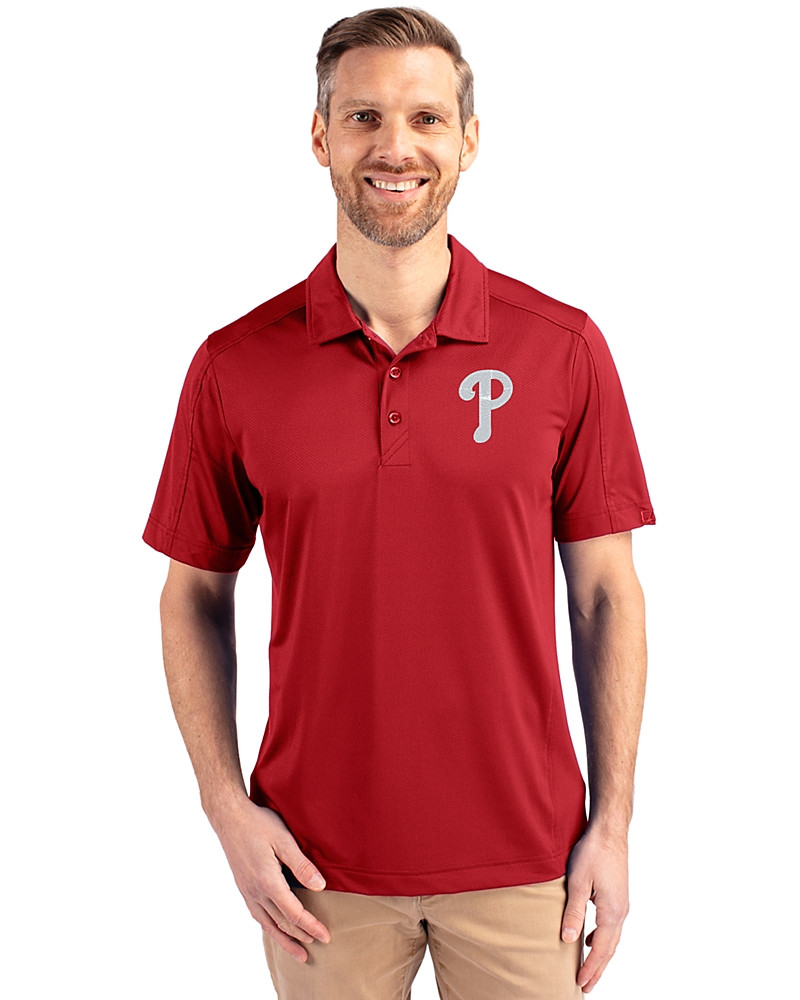 Image of Philadelphia Phillies Cutter & Buck Prospect Epic Confidence Recycled Textured Stretch Mens Big & Tall Polo