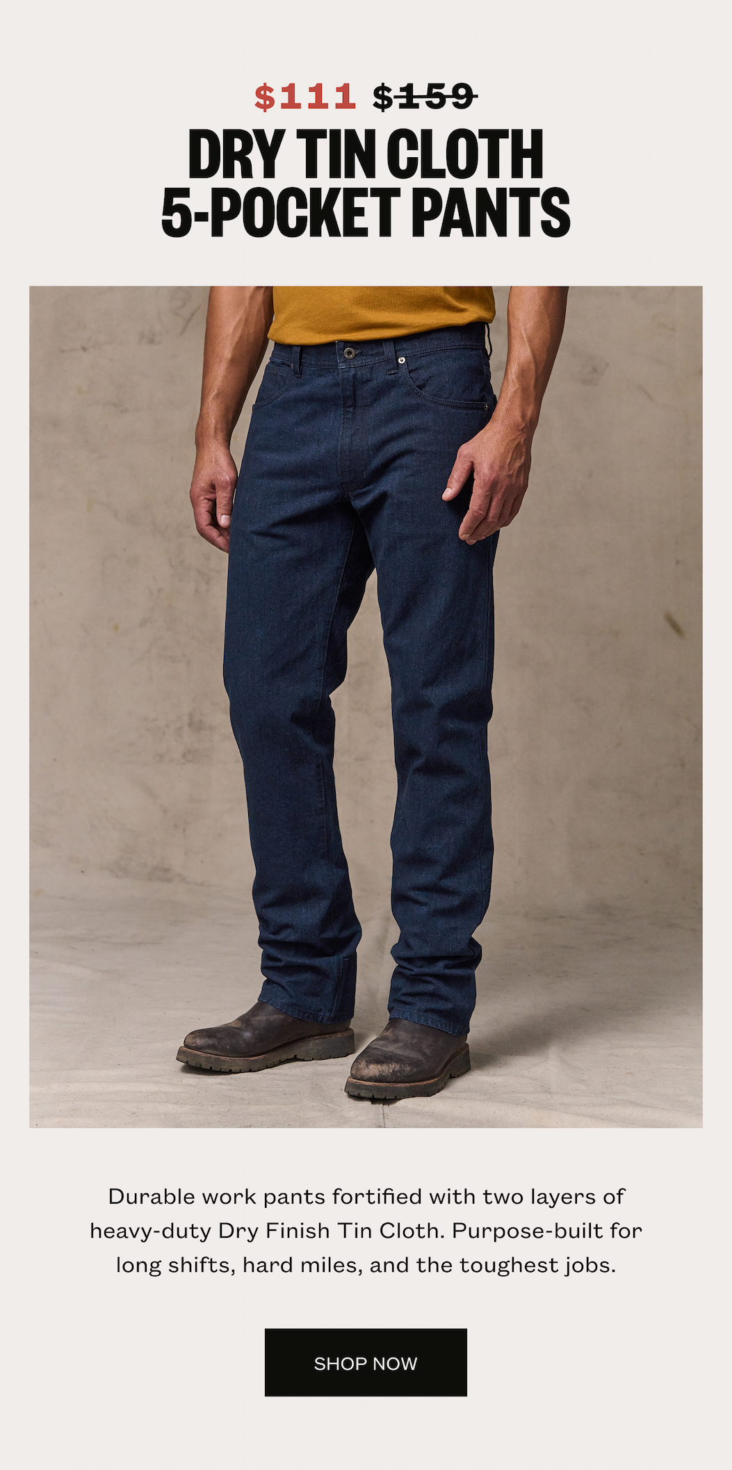 Dry Tin Cloth 5-Pocket Pants