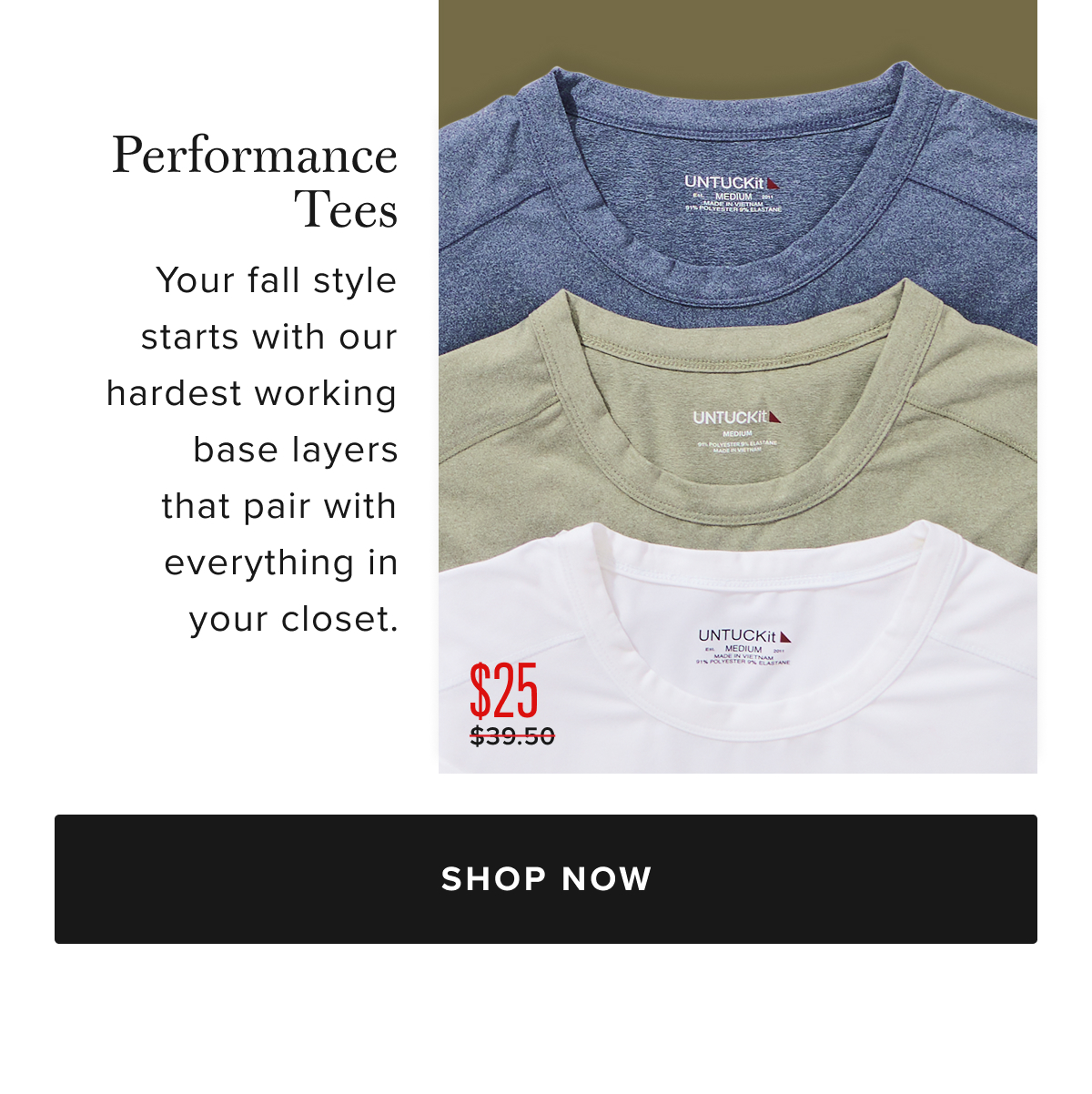 $25 Performance Tees