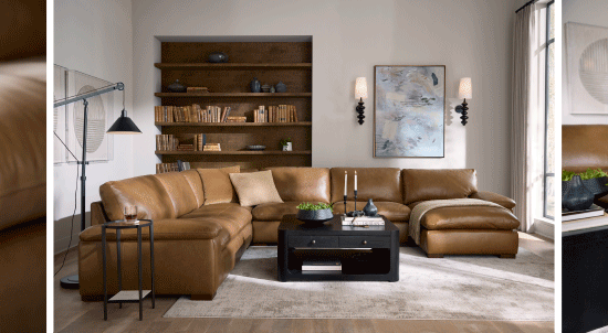 GIF of Rowan furniture pieces in fabric and leather