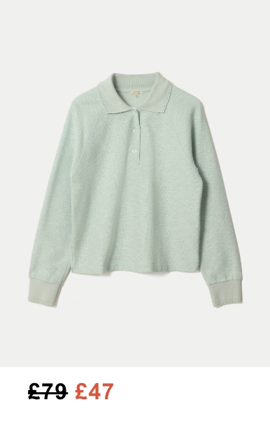 Textured Slub Polo Collar Top