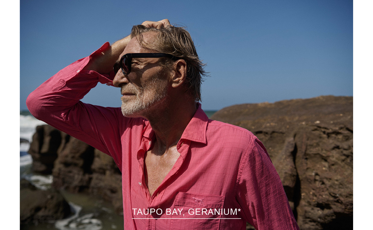 Shop Taupo Bay Sports Fit Shirt, Geranium online and instore at Rodd & Gunn
