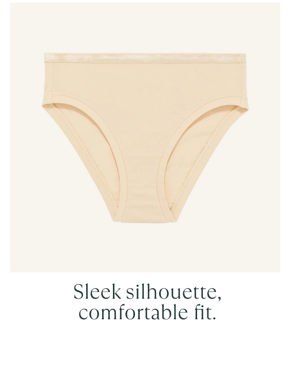 Light beige organic cotton underwear with a sleek silhouette and comfortable fit.