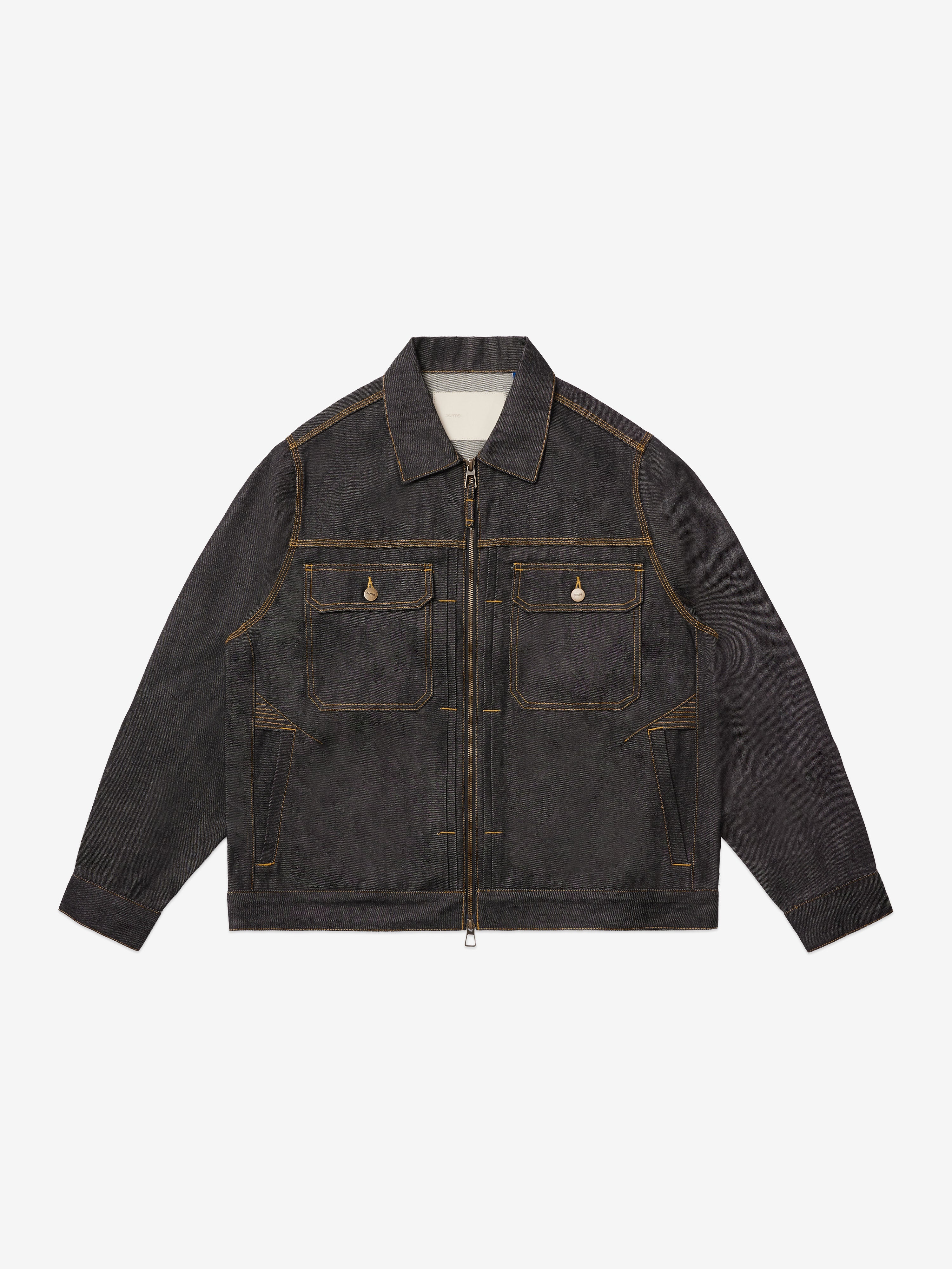 Image of Selvedge Zipped Type-2 Denim Jacket - Darkest Indigo