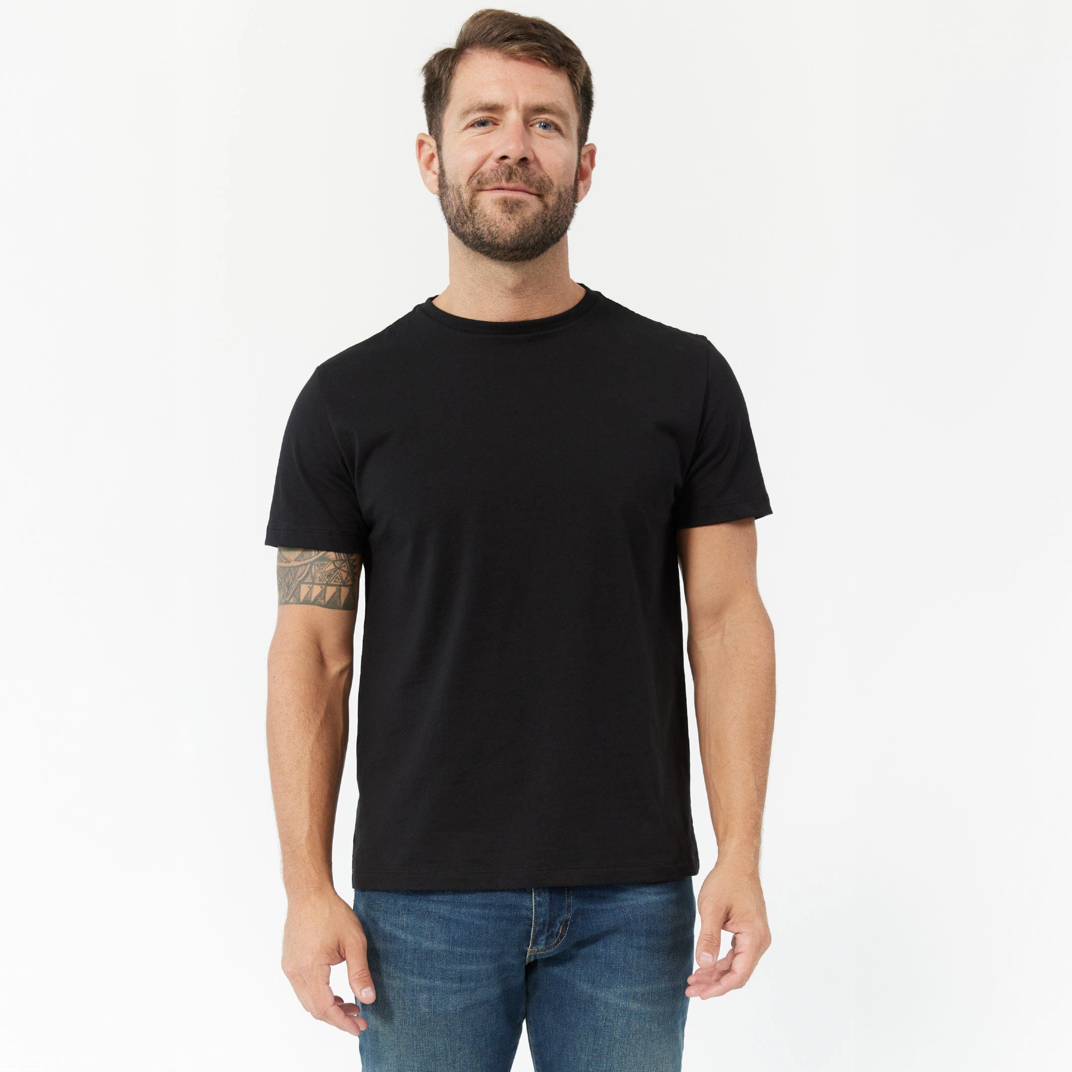 Image of Black Pima Cotton Crew Neck Tee