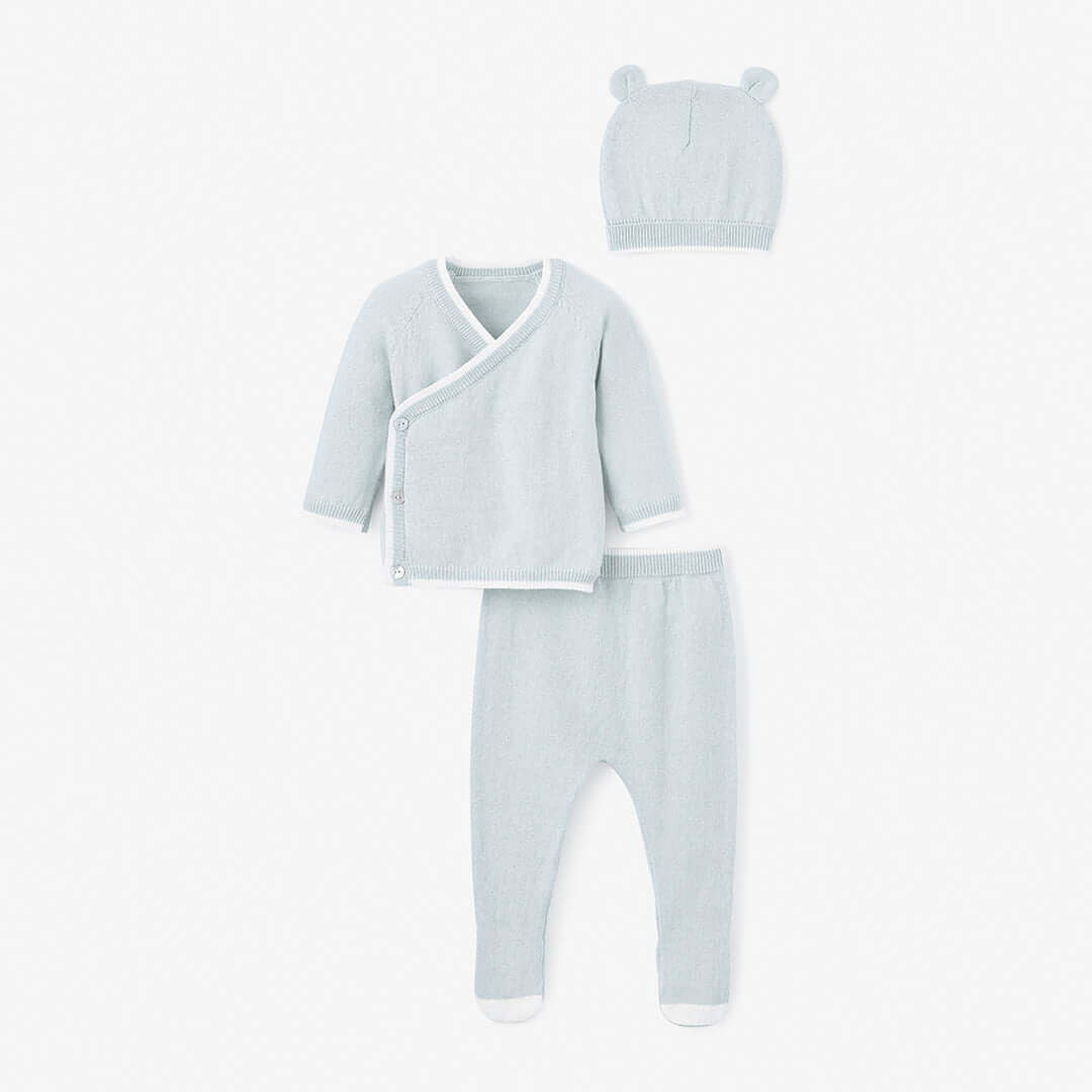 Image of Pale Blue Cashmere Baby Layette Set