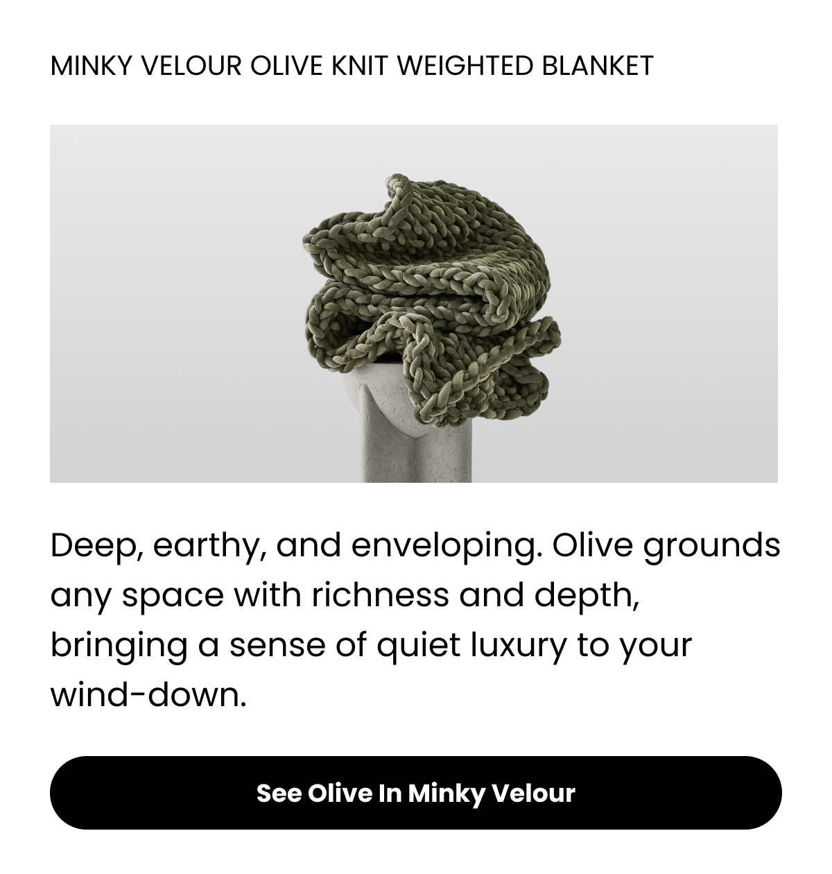 Minky Velour Olive Knit Weighted Blanket