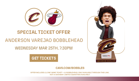Cavs vs Heat - Special Ticket Offer for special Anderson Varejao sword pull bobblehead. Click to get tickets.