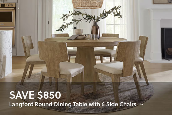 Save $850 on Langford Round Dining Table with 6 Side Chairs - Shop Now