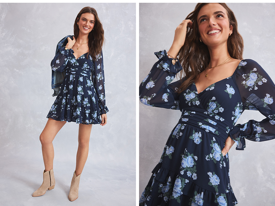 Tracy Floral Long Sleeve Mini Dress